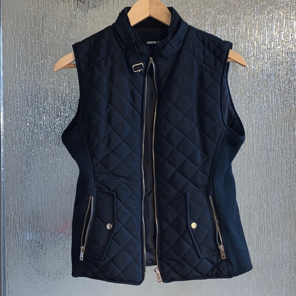Black Quilted Vest with Gold Details